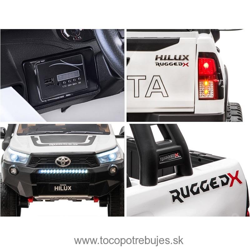 Joko Elektrické autíčko Toyota Hillux 4x4, penové kolesá, kožené sedadlo, FM rádio, otvárací kufor, nosnosť 50kg, biele