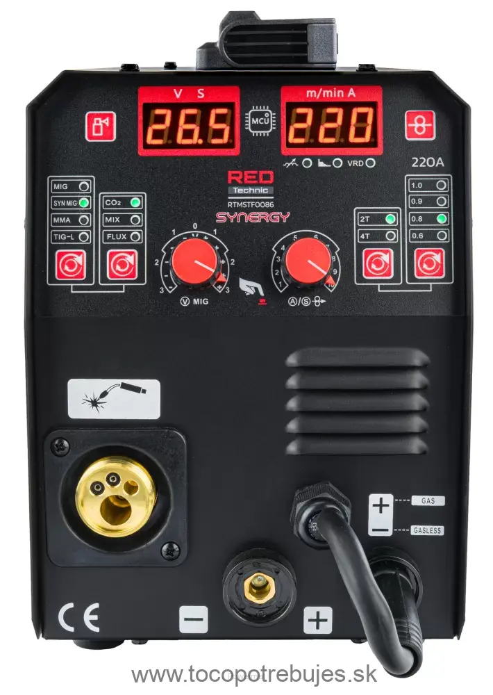 Invertorová zváračka RED TECHNIC RTMSTF0086 Migomat MIG MAG MMA TIG LIFT 220A Synergy + SADA