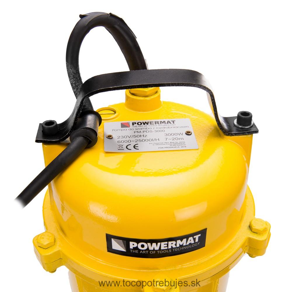 Kalové čerpadlo s drvičom PM-PDS-3000 + hadica 20m - POWERMAT