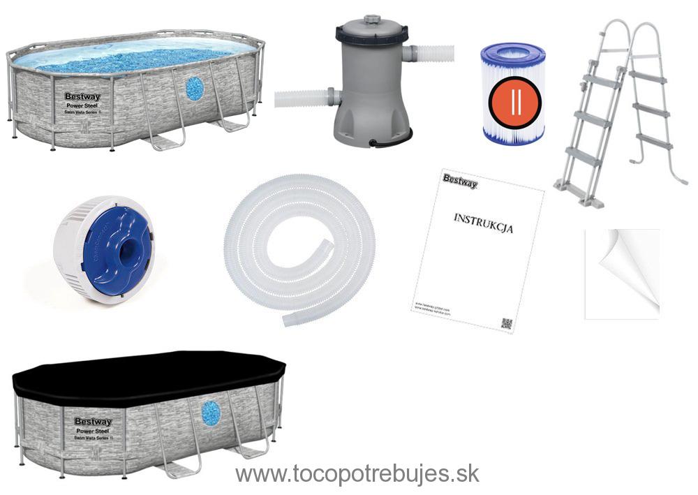 Bestway 56714 Power Steel Bazén s kovovou konštrukciou, 427 cm x 250 cm x 100 cm