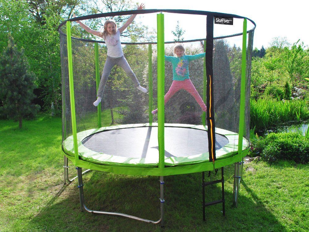SkyFlyer Záhradná trampolína 304cm 10FT s ochrannou sieťou a rebríkom, zelená