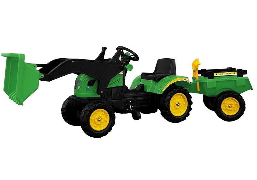 LeanToys Veľký traktor Herman s prívesom a pedálmi 165 cm, zelená