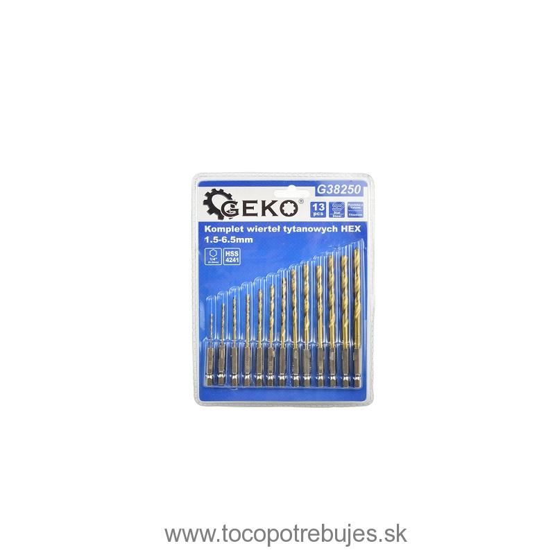Sada titánových vrtákov 1,5-6,5mm 13ks HEX - GEKO G38250