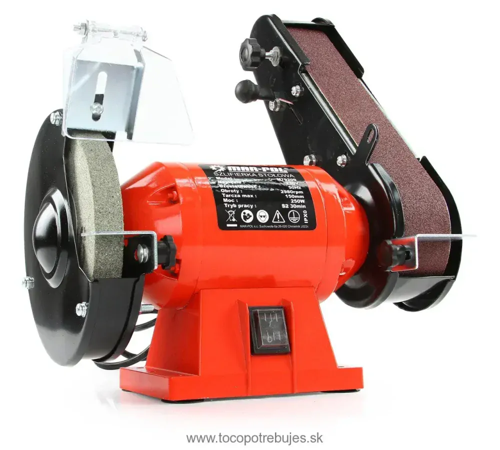 MARPOL M79209 Elektrická stolná brúska pásová, kotúčová 250W 230V