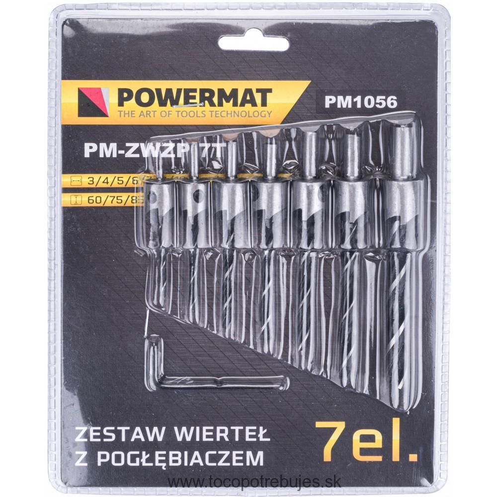 Vrtáky do dreva so záhlbníkom sada 7ks - POWERMAT PM-ZWZP-7T