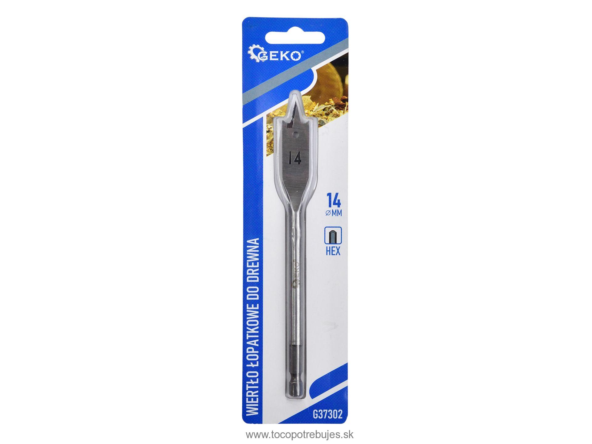 Plochý frézovací vrták do dreva 14x152mm HEX - GEKO G37302