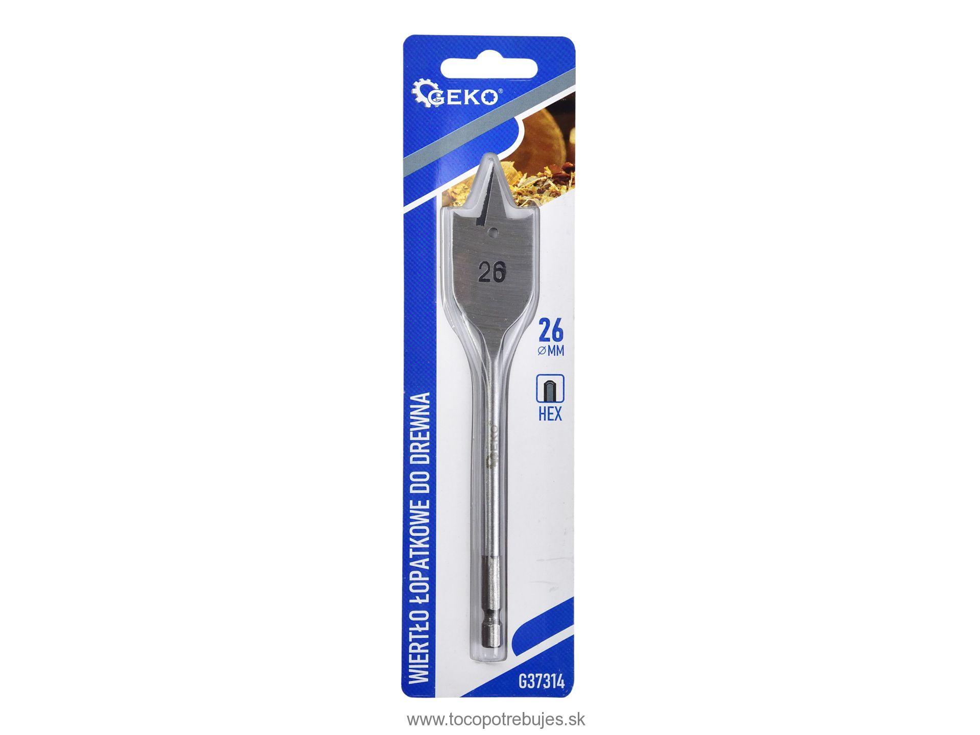 Plochý frézovací vrták do dreva 26x152mm HEX - GEKO G37314