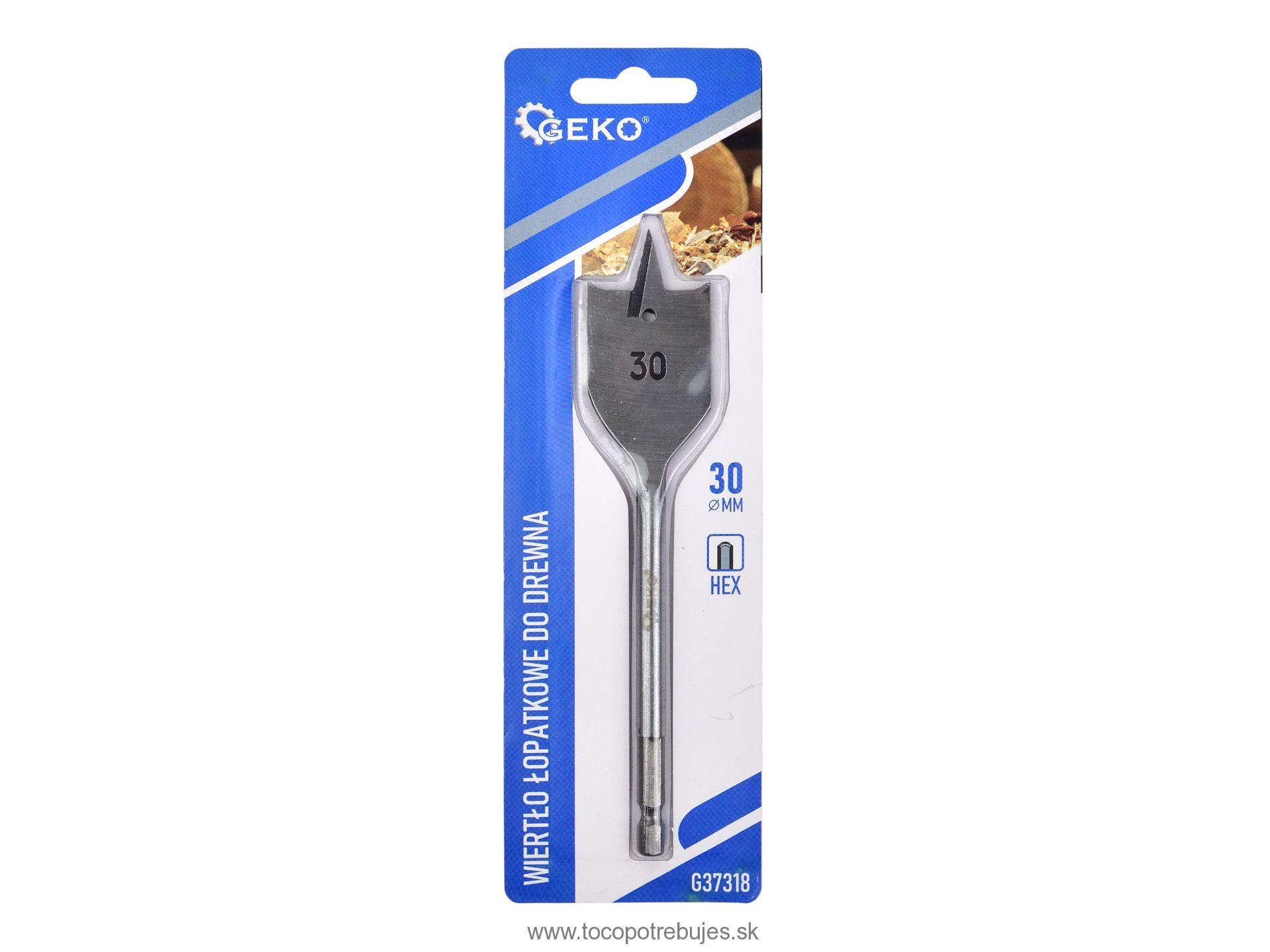Plochý frézovací vrták do dreva 30x152mm HEX - GEKO G37318