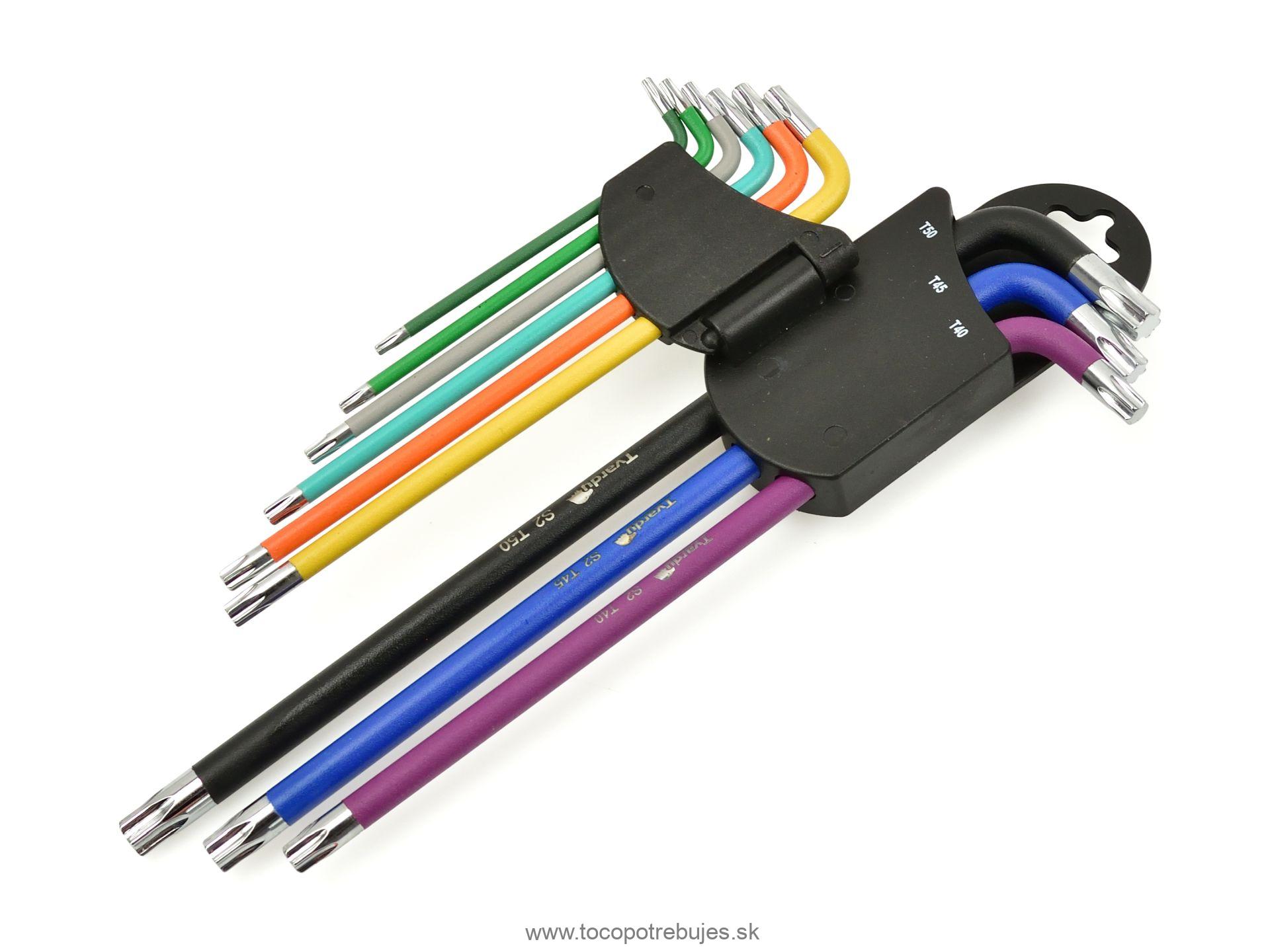 Kľúče Torx dlhé, farebné T10-T50 9 dielov S2 - Tvardy T00123