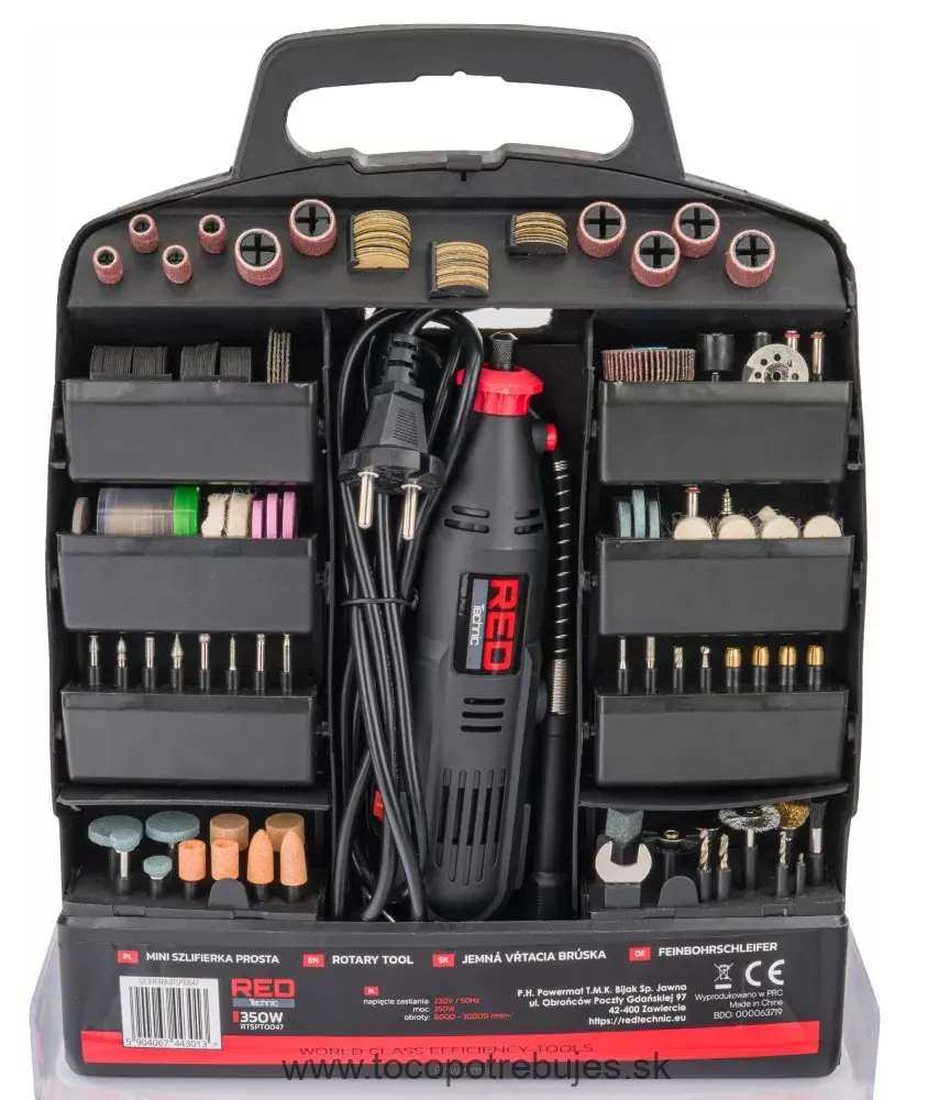 Mini brúska s príslušenstvom 300diel RTSPT0047 - RED TECHNIC