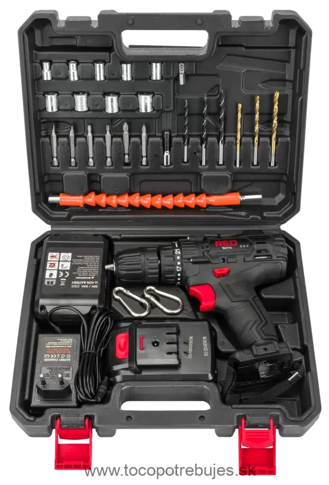 Akumulátorová vŕtačka 20V, 2x 2ah, RTWA0033- RED TECHNIC