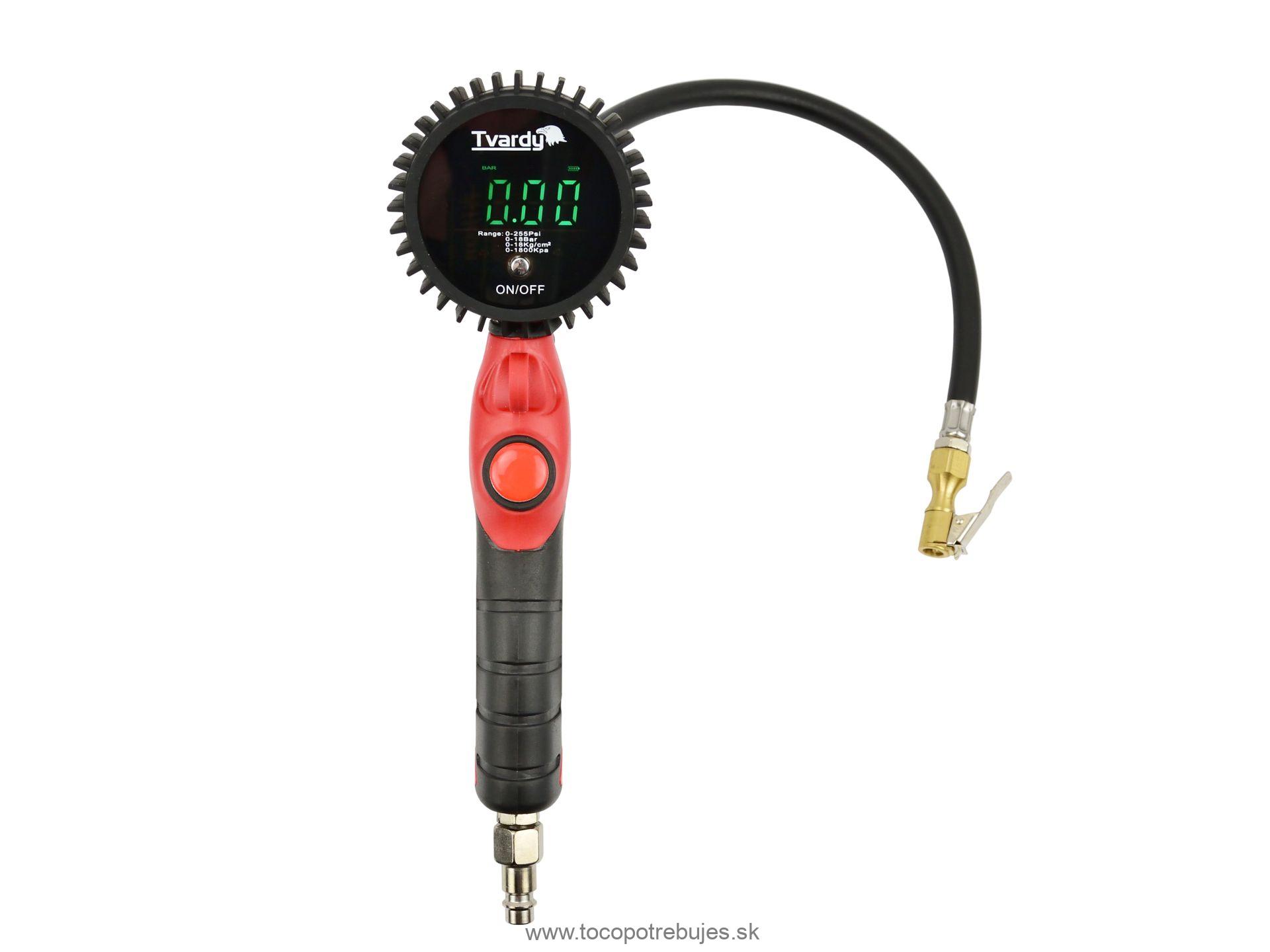 Pištoľ na hustenie pneumatík s manometrom LCD 0-18bar - Tvardy T00241