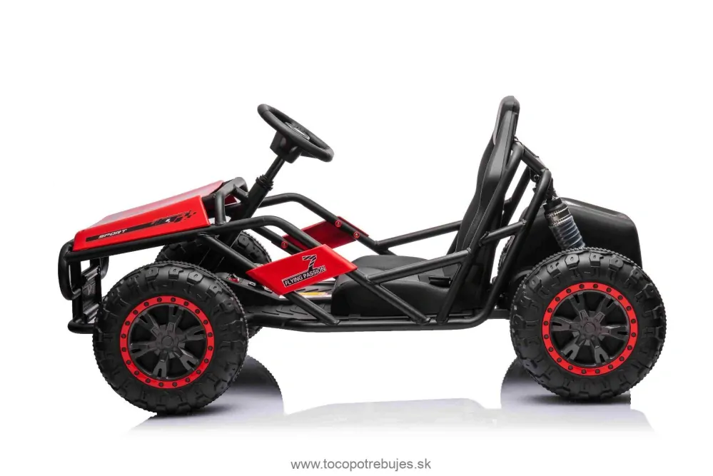 Elektrická Motokára SPORT-KART 24V, červená, EVA kolesá, Koženkové sedadlo, 2 x 50W Motor, 24V Batéria, Masívna kovová konštrukcia