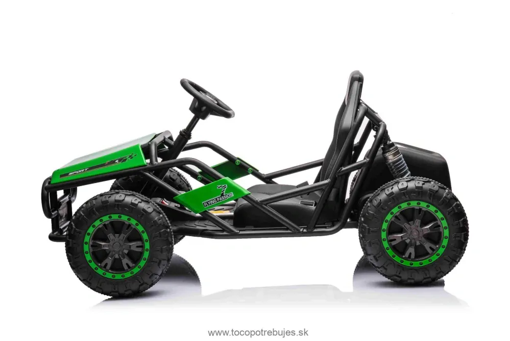 Elektrická Motokára SPORT-KART 24V, zelené, EVA kolesá, Koženkové sedadlo, 2 x 50W Motor, 24V Batéria, Masívna kovová konštrukcia