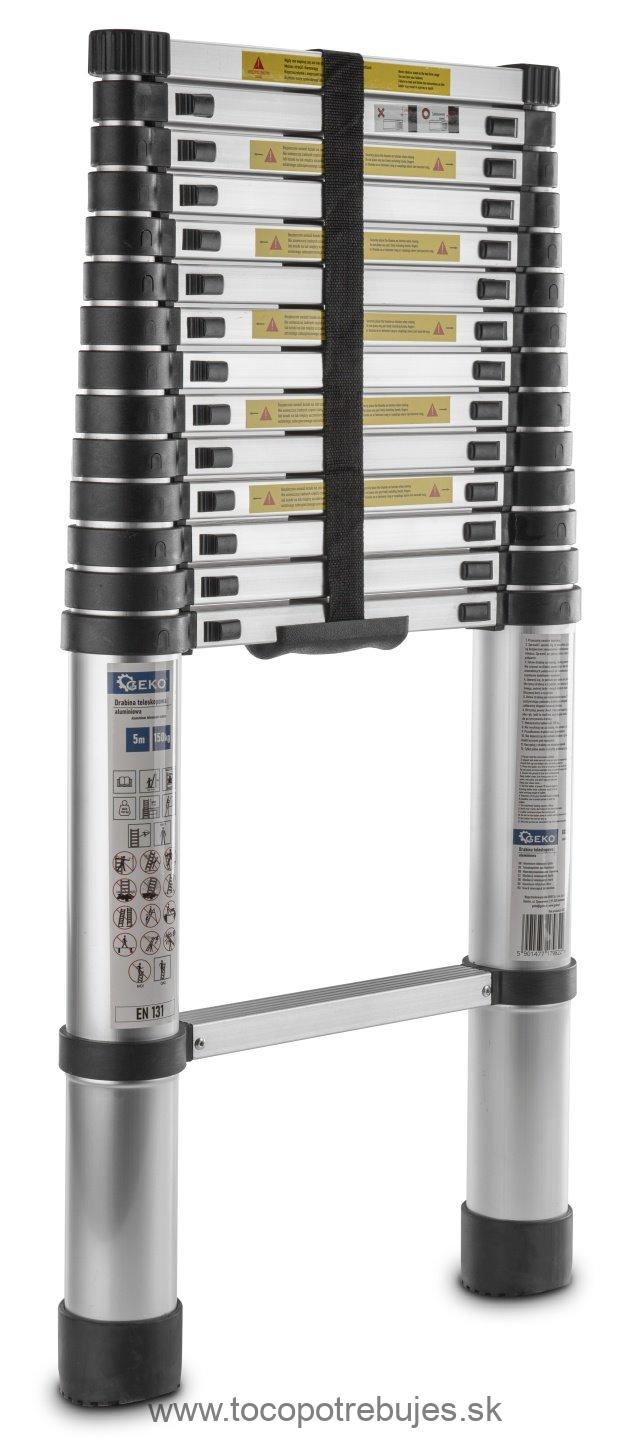 Hliníkový teleskopický rebrík 5m 150kg - GEKO G02447