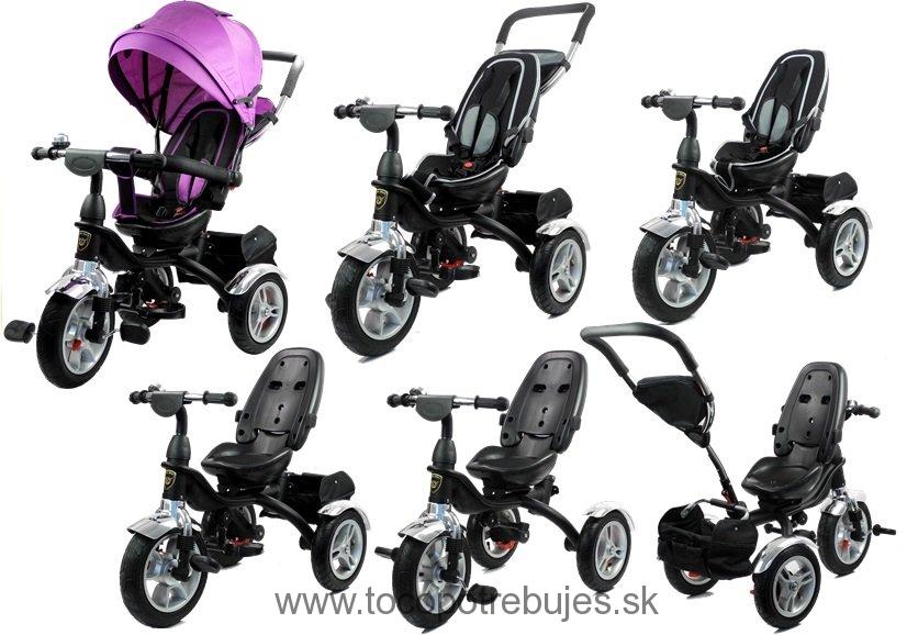 Leanbike Detská trojkolka 2v1 PRO500, nafukovacie kolesá, otočné sedadlo