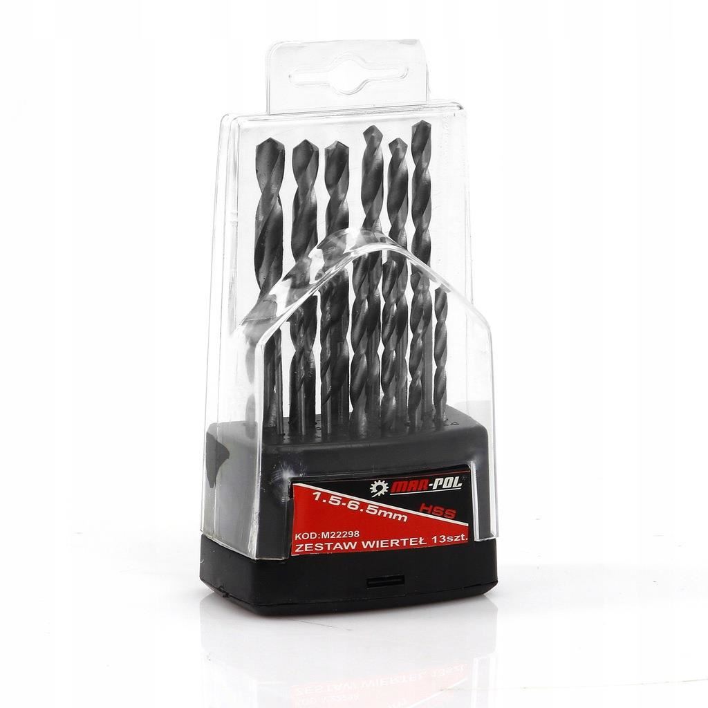 Sada vrtákov HSS do kovu 13ks 1mm - 6,5mm - MAR-POL M22298