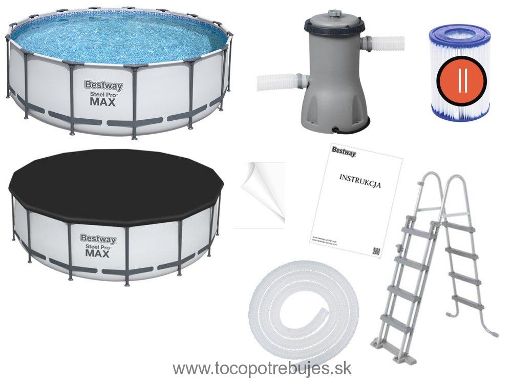 Bestway 56438 bazén, 457 x 122 cm, kartušová filtrácia
