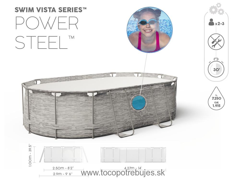 Bestway 56714 Power Steel Bazén s kovovou konštrukciou, 427 cm x 250 cm x 100 cm