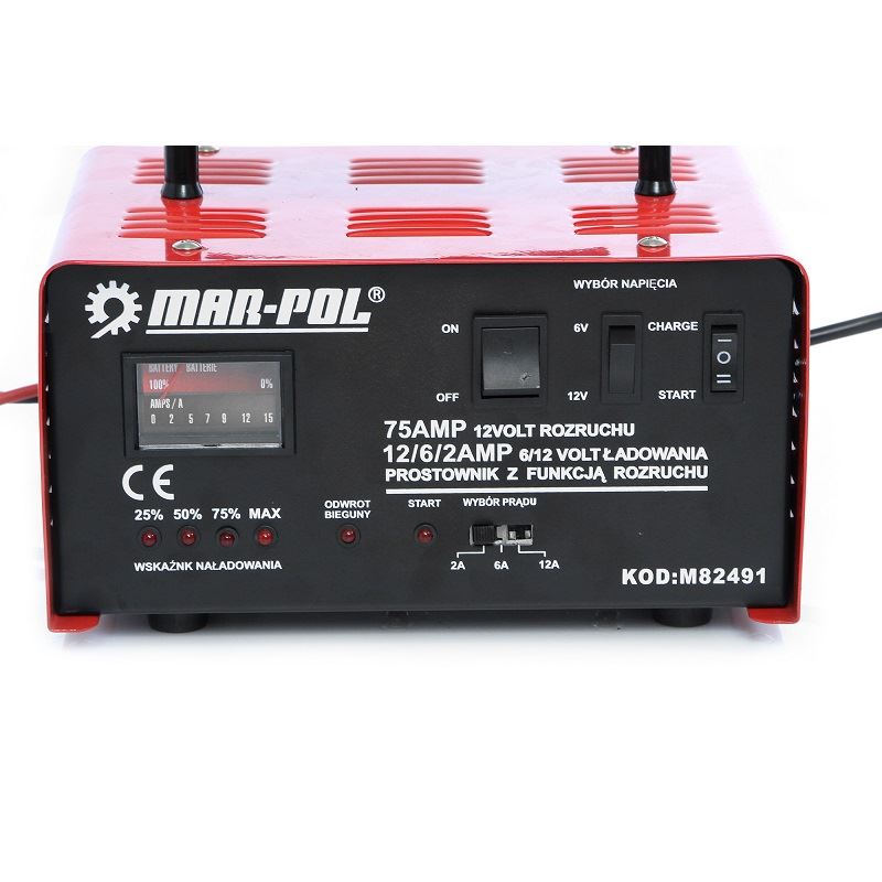 MARPOL M82491 75A AUTONABÍJAČKA SO ŠTARTOM 6V / 12V + kable