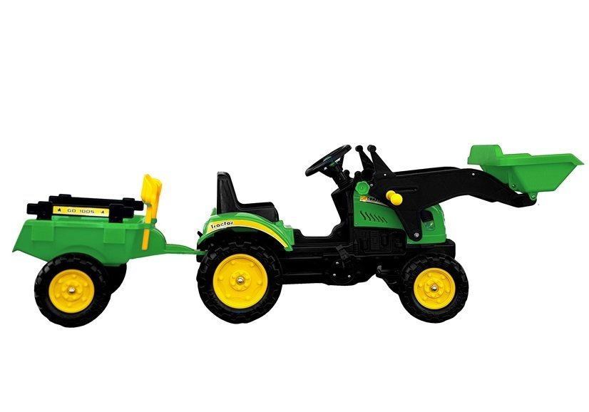 LeanToys Veľký traktor Herman s prívesom a pedálmi 165 cm, zelená