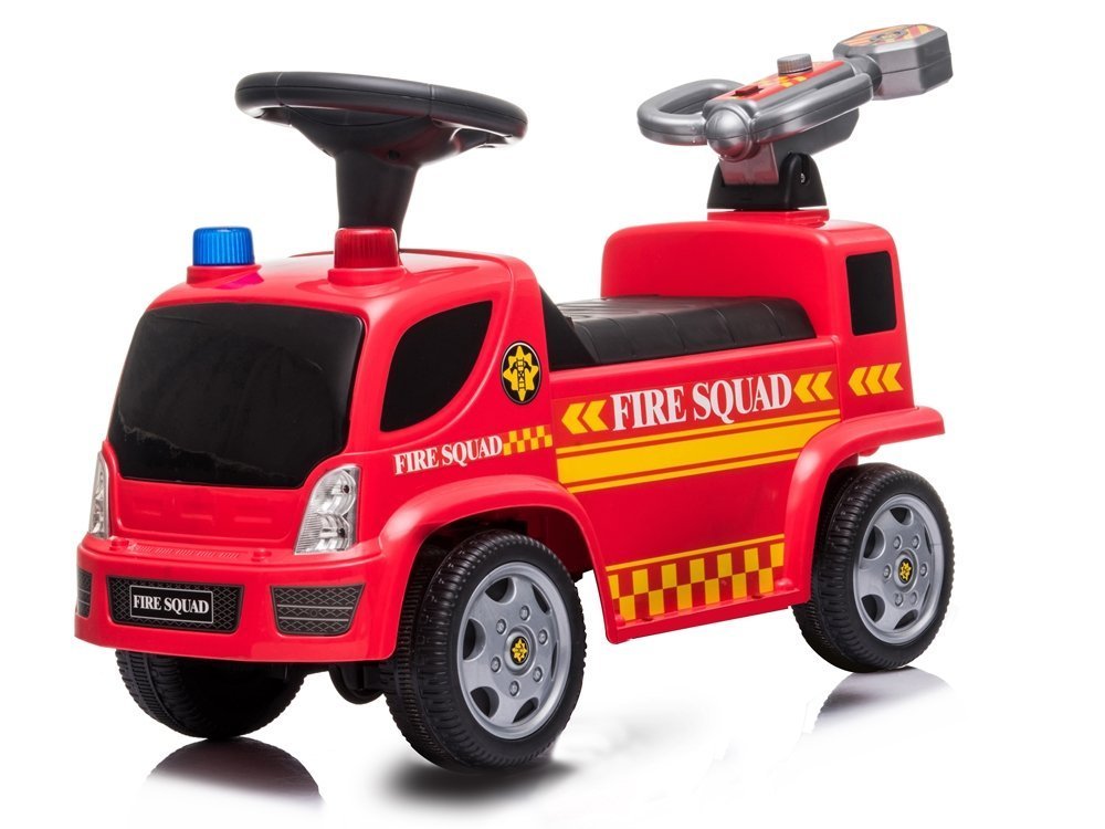 LeanToys Odrážadlo hasičské auto na baterky s kanónom a bublinami červené