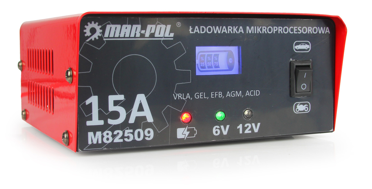 Mikroprocesorová nabíjačka 6V / 12V 15A - MAR-POL M82509