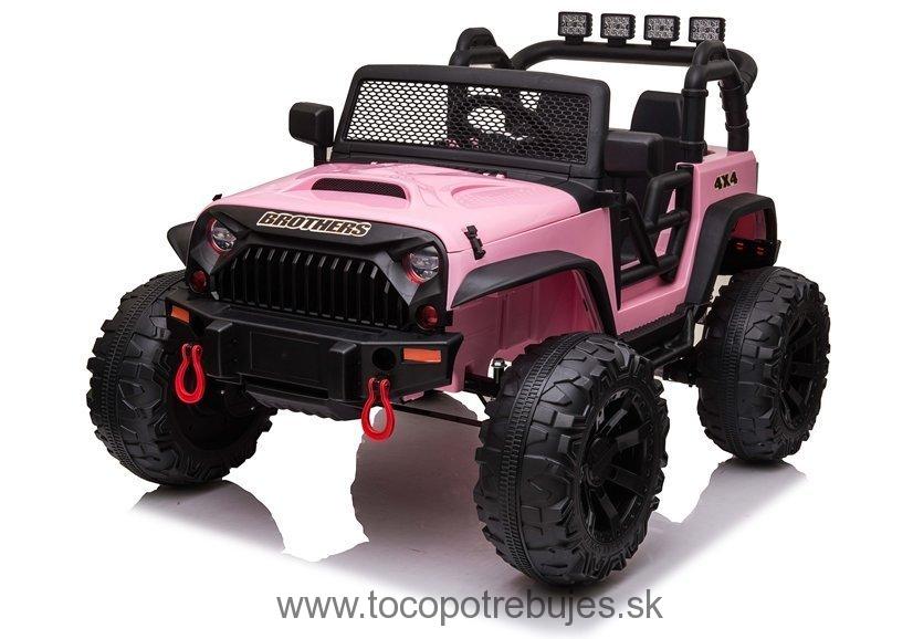 LeanToys elektrické autíčko JC666, L7487, ružové, 2x200w, Predné LED svetlá, kožené zedadlá