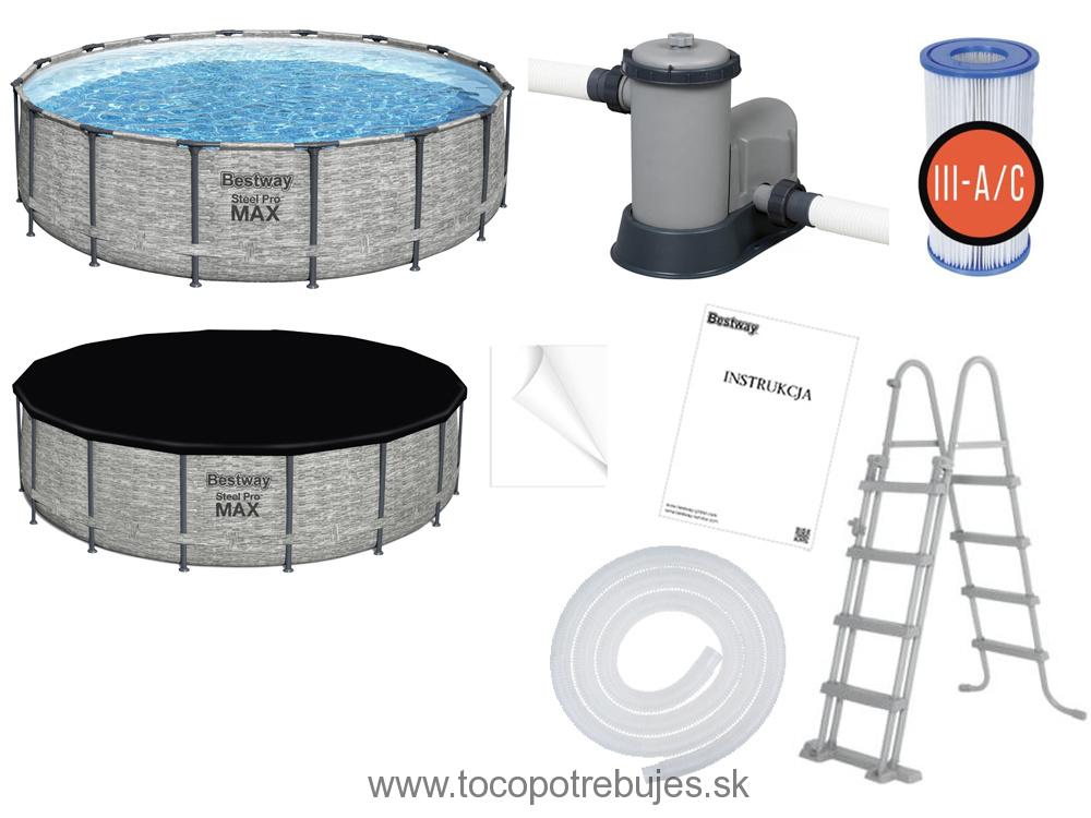Bestway 5619E bazén, 488 x 122 cm, kartušová filtrácia