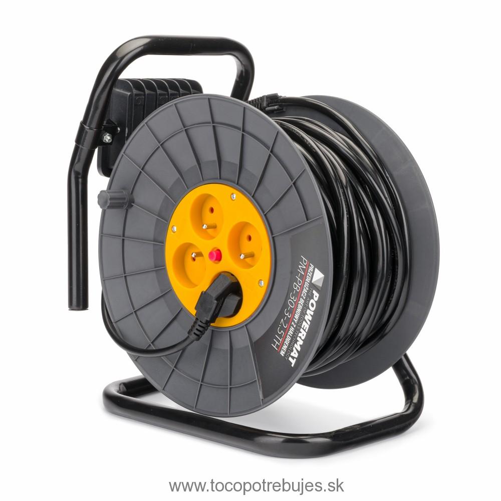 Predlžovací kábel na bubne + led lampa 3x2,5mm 30m - POWERMAT