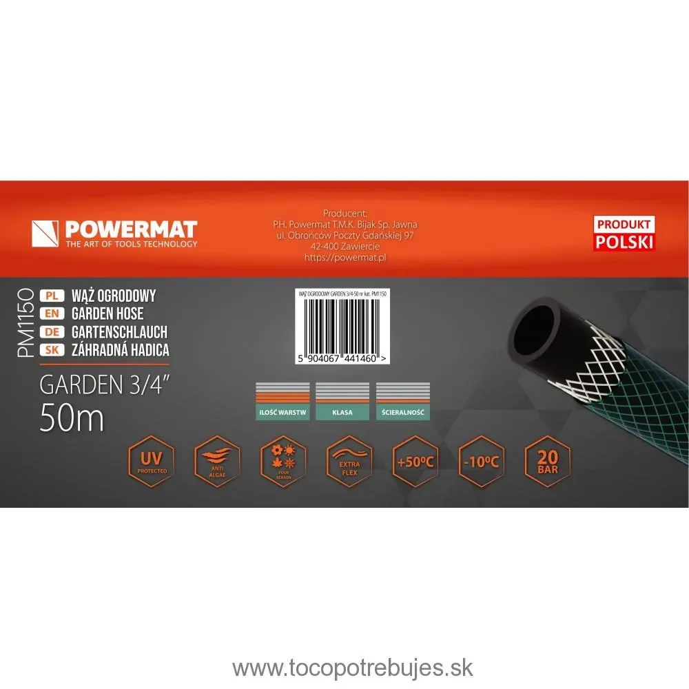 Záhradná hadica 3/4″ 10m 3-vrstvová GARDEN - POWERMAT PM1150