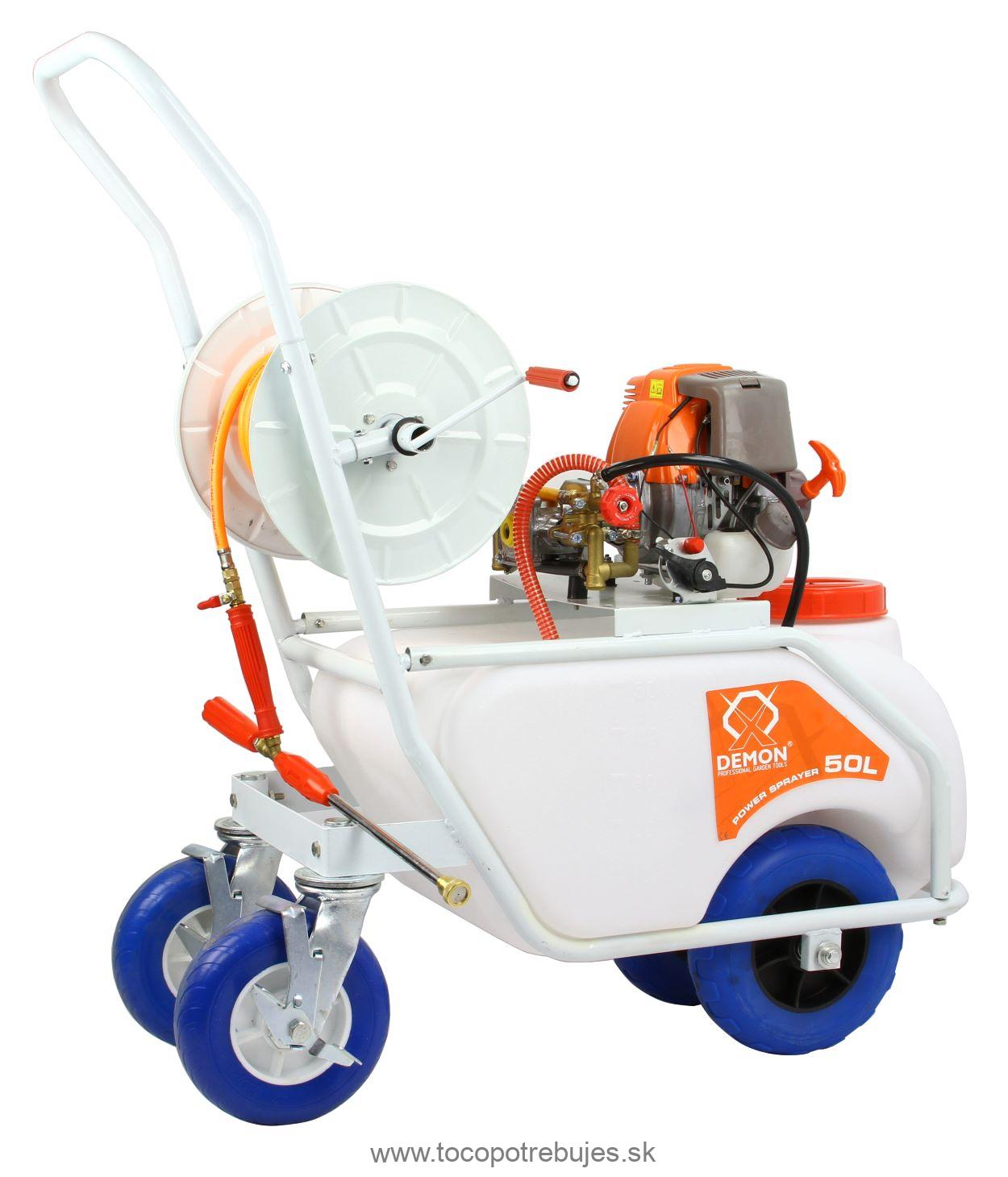 Motorový benzínový postrekovač 50L s kolieskami - DEMON M83222