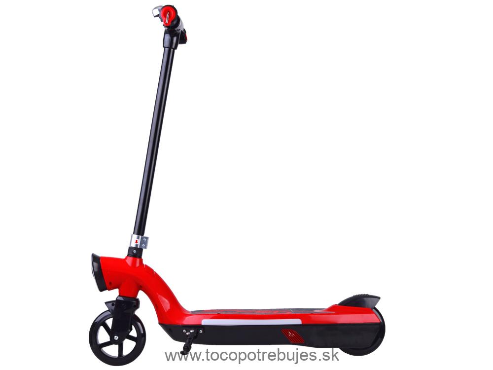 Elektrická Kolobežka 12V 45W s LED osvetlením, nosnosť 50kg, červená