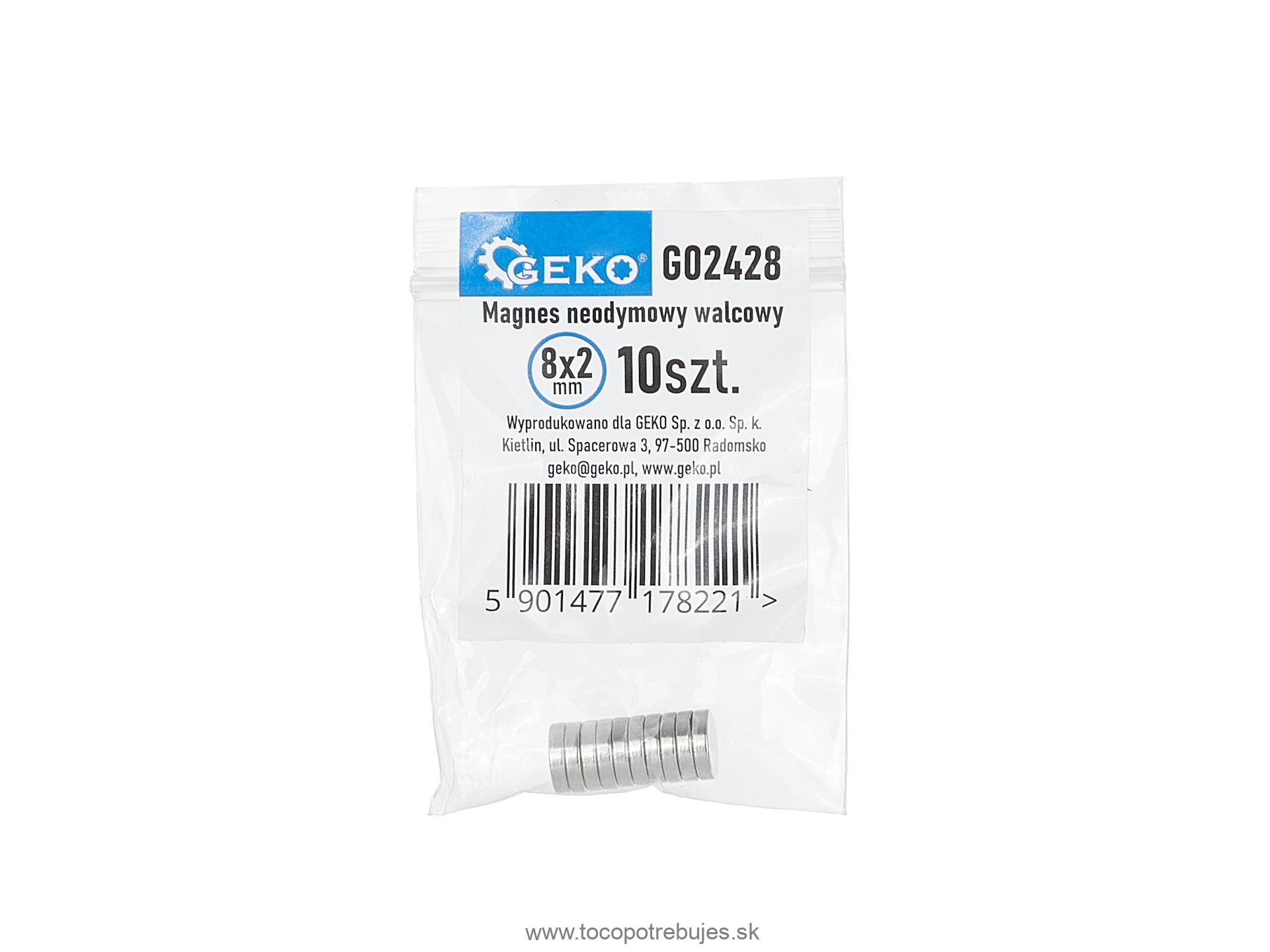 Cylindrický neodymový magnet 8x2mm 10ks - GEKO G02428