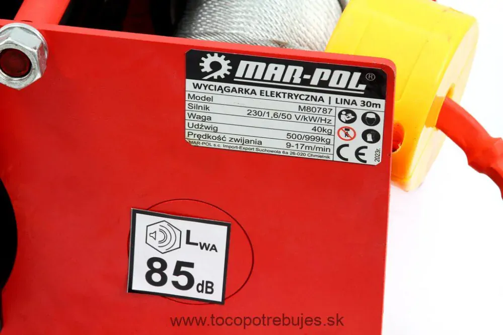 Elektrický lanový navijak 30m 500/999kg - MAR-POL M80787
