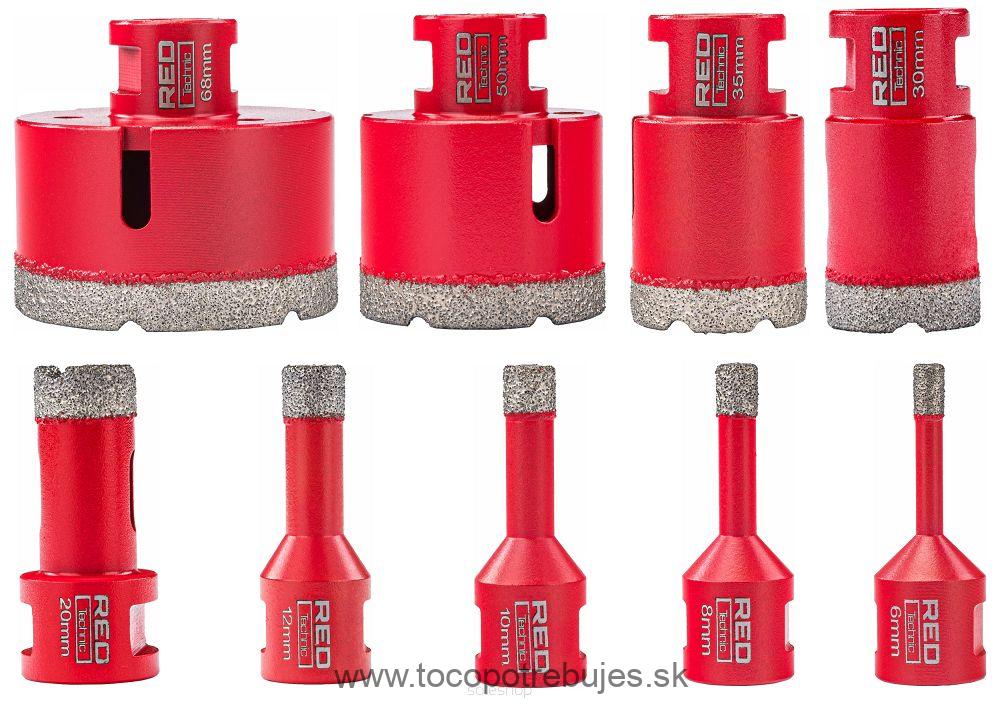 Sada diamantových korunkových vrtákov, 9 ks - RED TECHNIC RTZOD0046