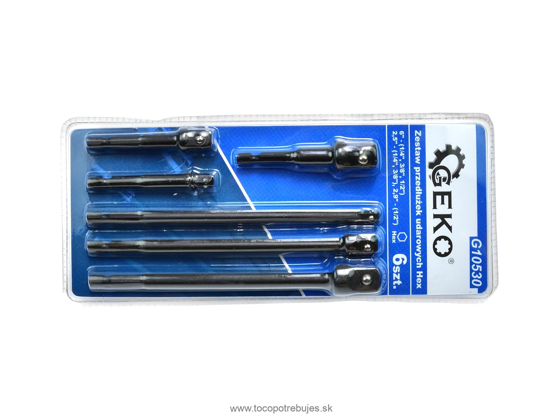 Sada rázových predĺžení HEX 1/4"-1/2" 6 ks - GEKO G10530