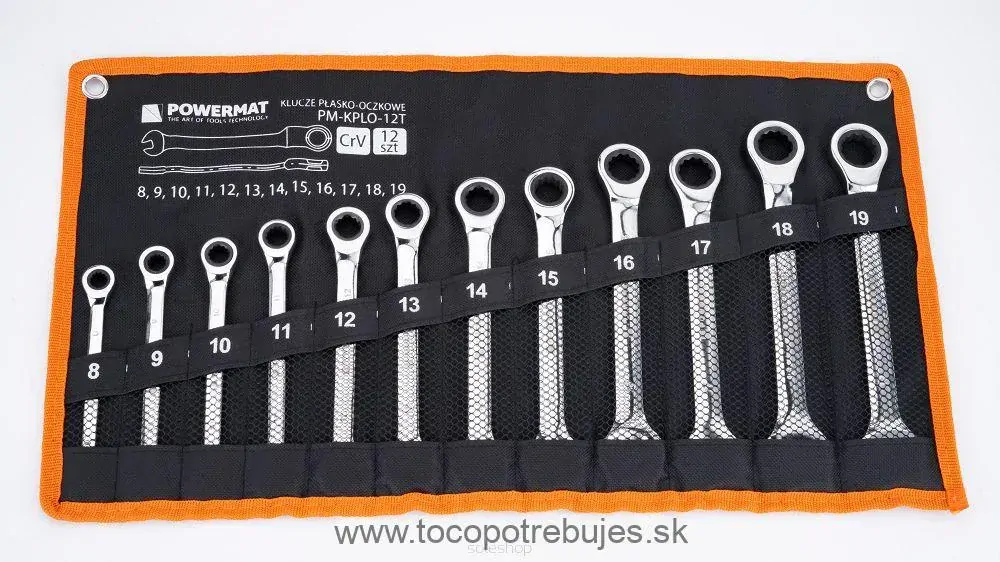 Sada kombinovaných kľúčov s račňou - POWERMAT PM-KPLO-12T