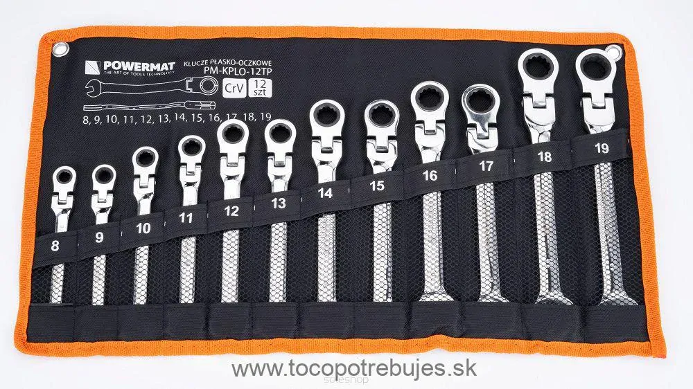Sada plochých očkových kľúčov - POWERMAT PM-KPLO-12TP