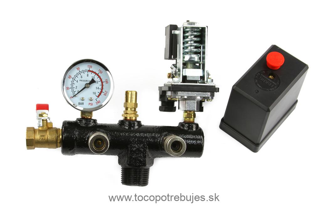 Tlakový spínač pre kompresor s manometrom, vnútorný závit 1", 230/400V - MAR-POL M8069863