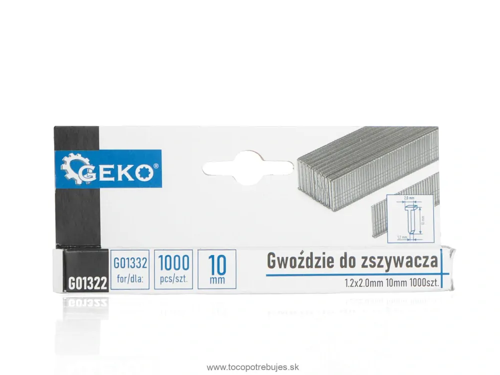 Klince do zošívačky sponkovačky hrubé 1,2x2,0mm 10mm 1000ks - GEKO G01322