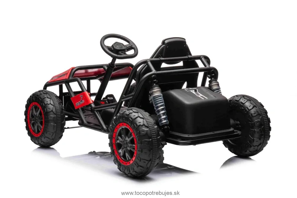 Elektrická Motokára SPORT-KART 24V, červená, EVA kolesá, Koženkové sedadlo, 2 x 50W Motor, 24V Batéria, Masívna kovová konštrukcia