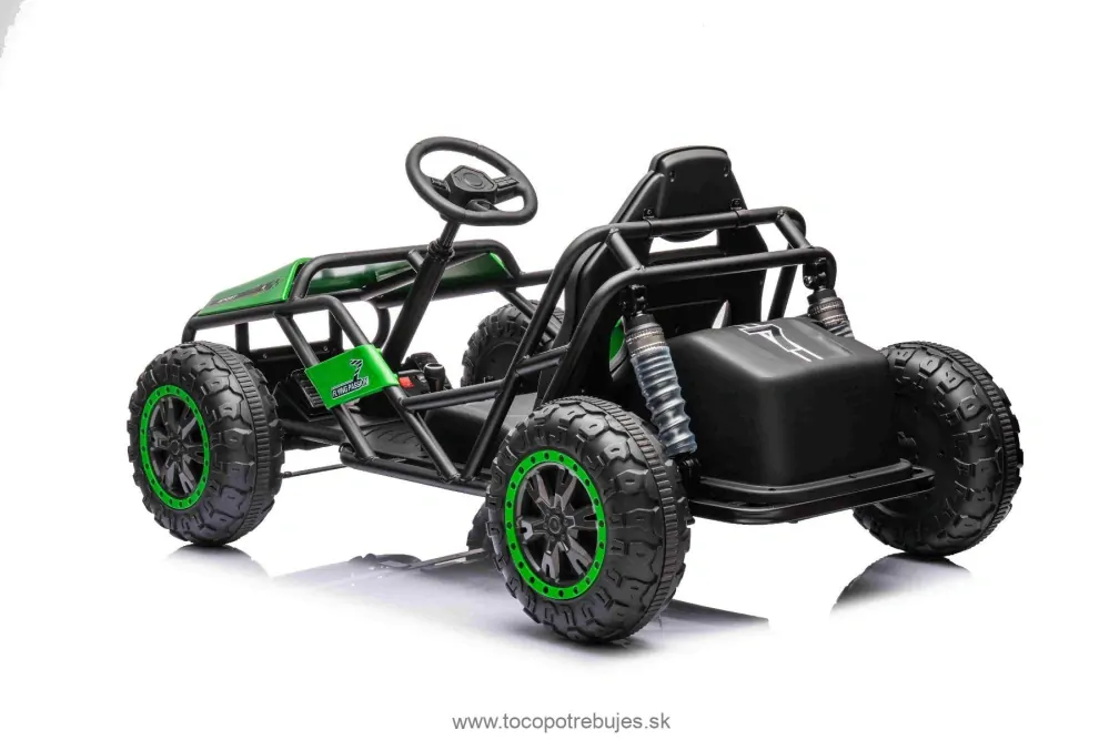Elektrická Motokára SPORT-KART 24V, zelené, EVA kolesá, Koženkové sedadlo, 2 x 50W Motor, 24V Batéria, Masívna kovová konštrukcia