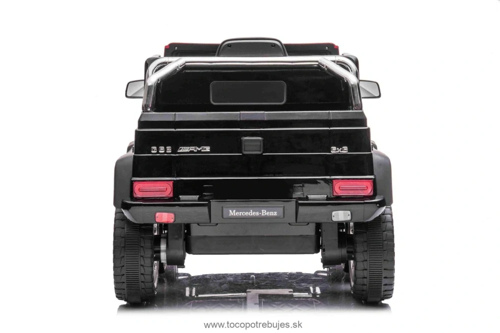 Elektrické autíčko Mercedes-Benz G63 AMG 6X6, Jednomiestne, čierné, 6 Kolies s nezávislým odpružením, Pohon 2 x 45W, 12V10AH Batéria, Plastové kolesá a sedadlo, Diaľkové ovládanie, Licencované