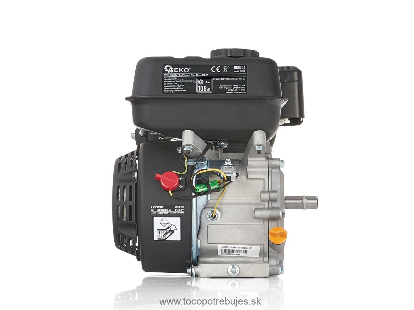 Benzínový motor 6,5HP Loncin 196cc 20mm EURO 5 - GEKO G80254