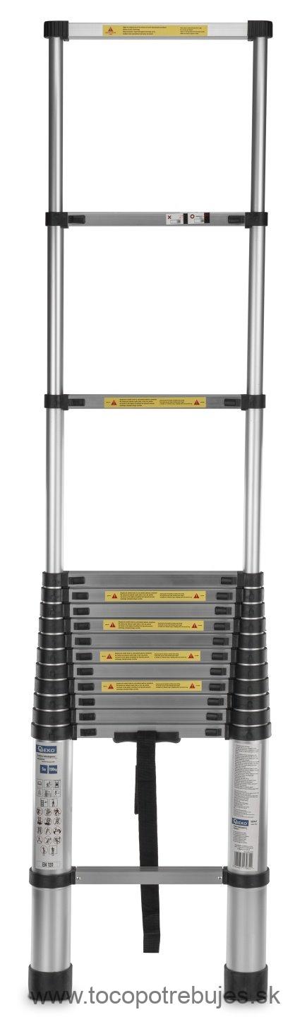 Hliníkový teleskopický rebrík 5m 150kg - GEKO G02447