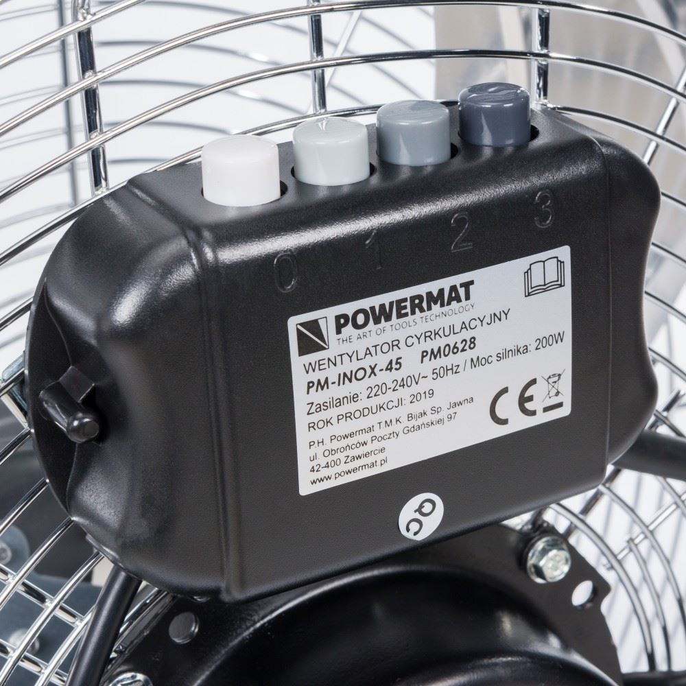 Podlahový ventilátor 45 cm 200W - POWERMAT PM-INOX-45
