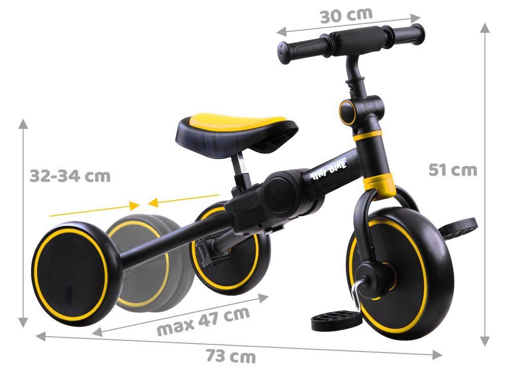 Detské odražadlo Tiny Bike 3v1, žltá