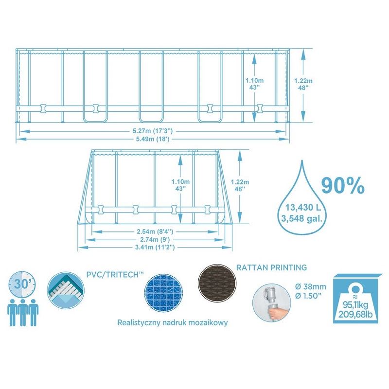Bestway 56716 Power Steel Swim VISTA II. 549 x 274 x 122
