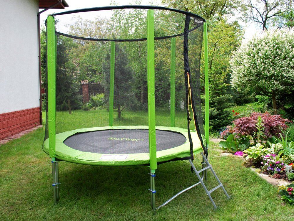 SkyFlyer Záhradná trampolína 244cm 8FT s ochrannou sieťou a rebríkom, zelená